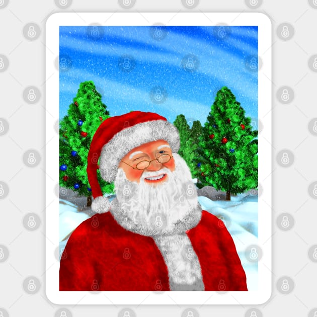 Winking Santa Sticker by Packrat